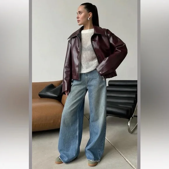 Wilson’s Leather | Burgundy Leather Zip Up Jacket - Picture 15 of 17